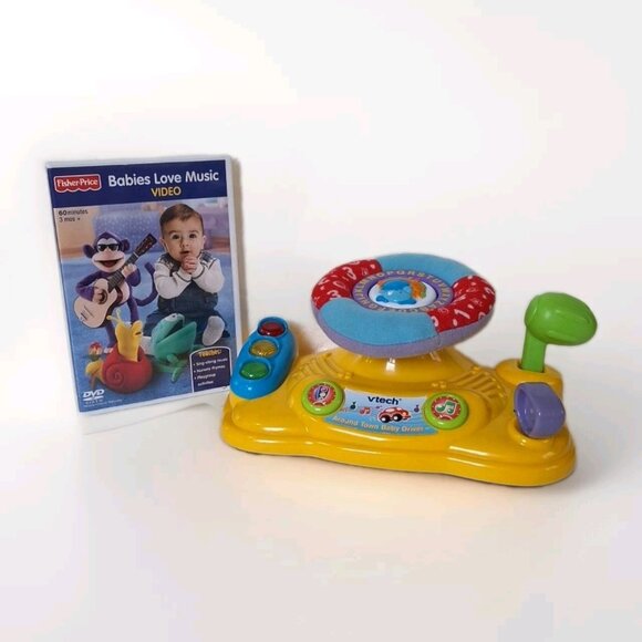 FISHER PRICE BABIES LOVE MUSIC DVD & VTECH AROUND TOWN BABY /Toddler Bundle - Picture 1 of 6
